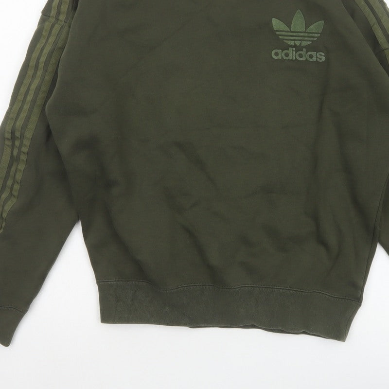 Adidas Originals Women’s Green XS Pullover Sweatshirt Trefoil 3 Stripe