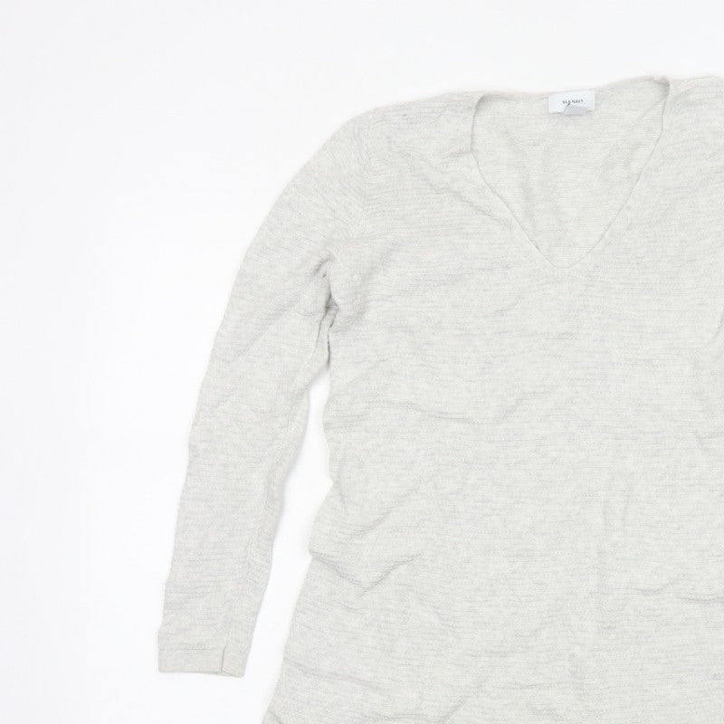 Old Navy Women Grey Small V-Neck Long Sleeve Tunic T-Shirt
