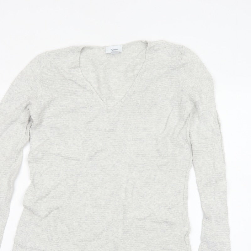 Old Navy Women Grey Small V-Neck Long Sleeve Tunic T-Shirt