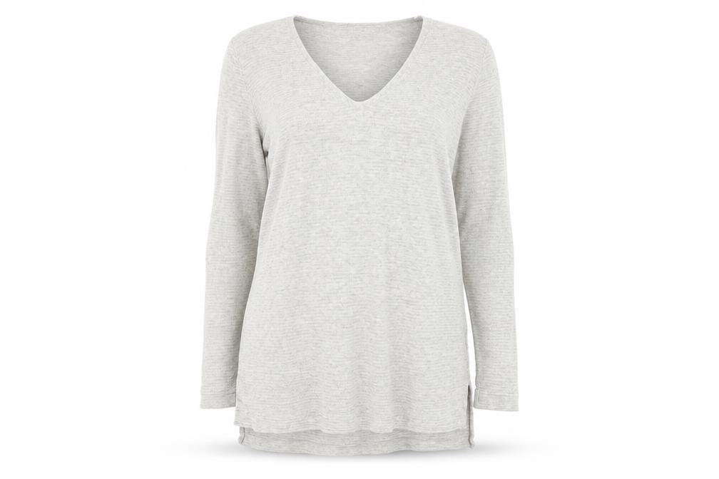 Old Navy Women Grey Small V-Neck Long Sleeve Tunic T-Shirt