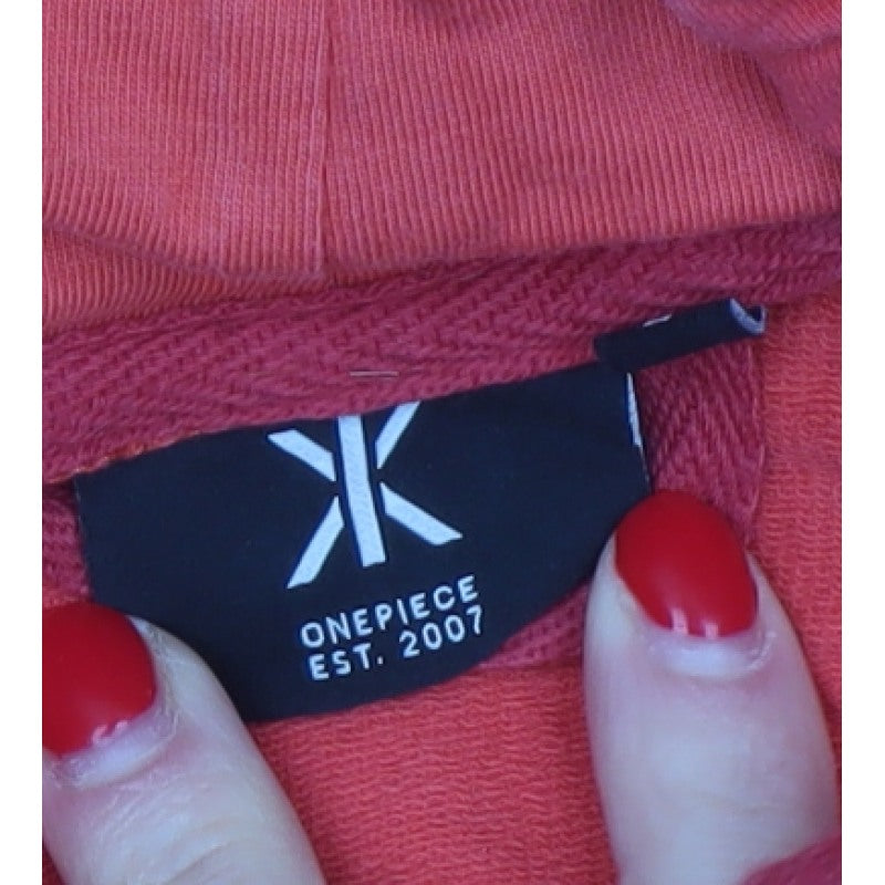 Onepiece Women’s Red L Pullover Hoodie Logo Hooded Pocket Cotton
