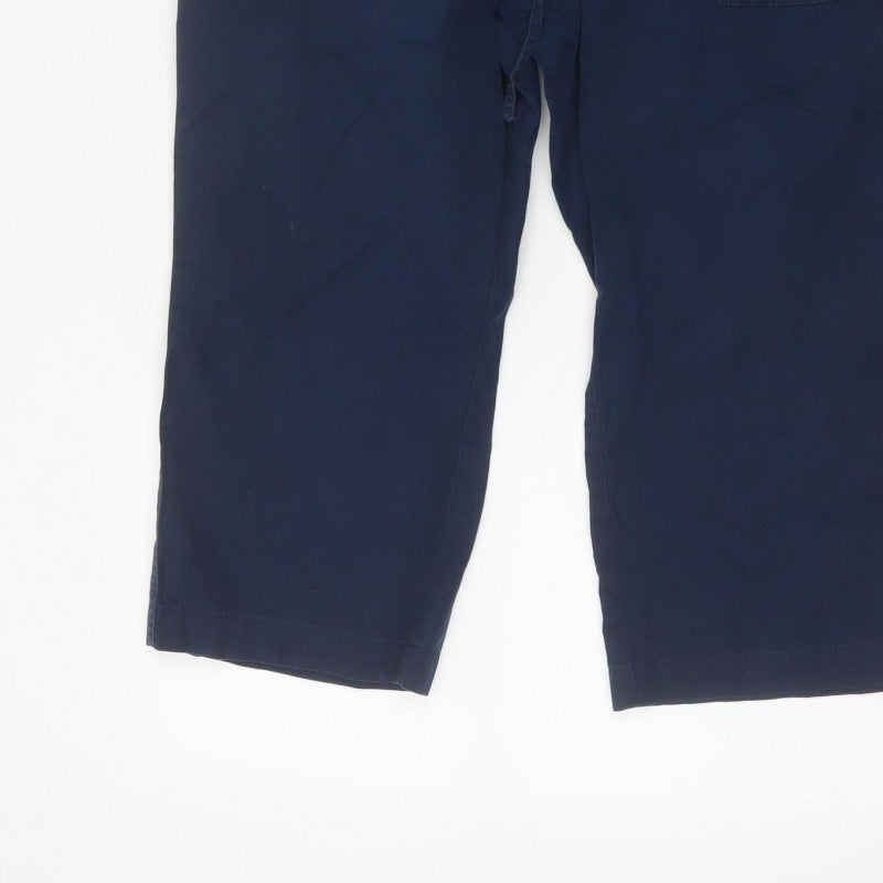 Marks & Spencer Women Blue UK 14 Short Cotton Jogger Trousers Pockets