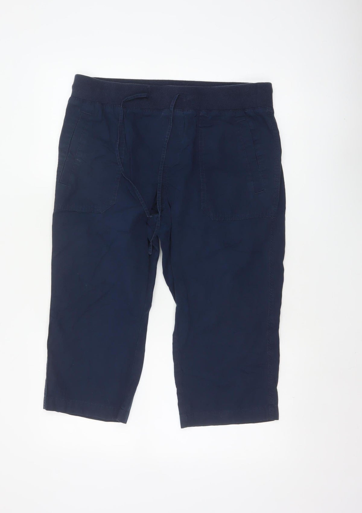Marks & Spencer Women Blue UK 14 Short Cotton Jogger Trousers Pockets