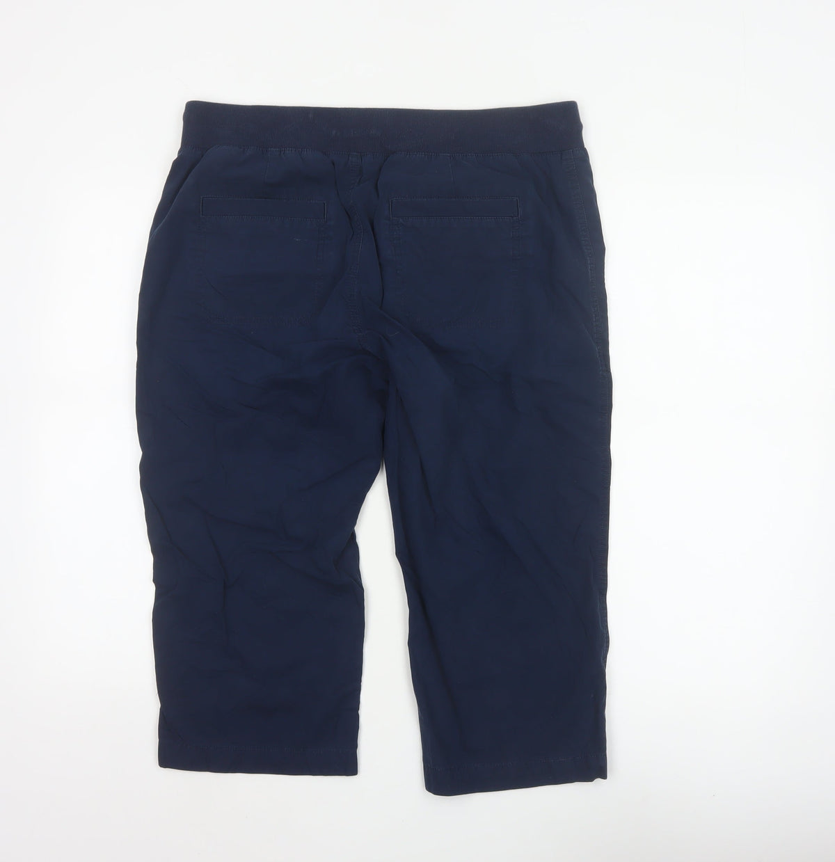 Marks & Spencer Women Blue UK 14 Short Cotton Jogger Trousers Pockets