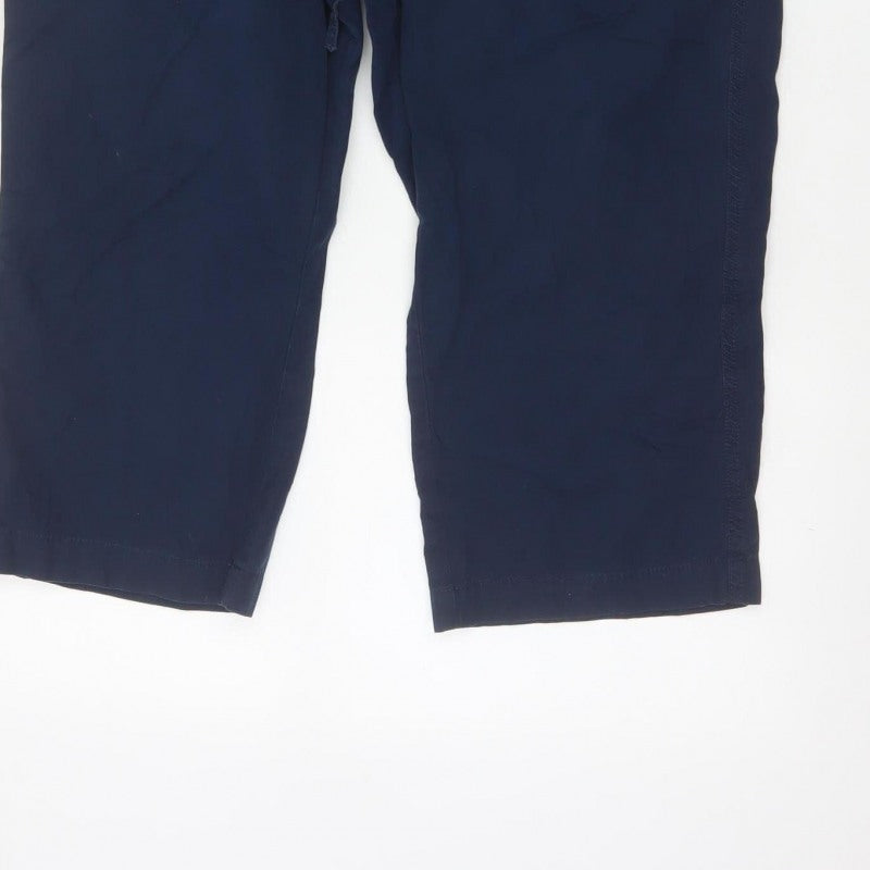 Marks & Spencer Women Blue UK 14 Short Cotton Jogger Trousers Pockets