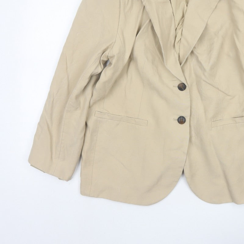 Marks & Spencer Women’s Beige UK 18 Long Notch Lapel 2 Button Blazer