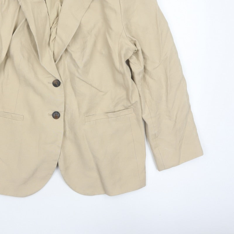 Marks & Spencer Women’s Beige UK 18 Long Notch Lapel 2 Button Blazer