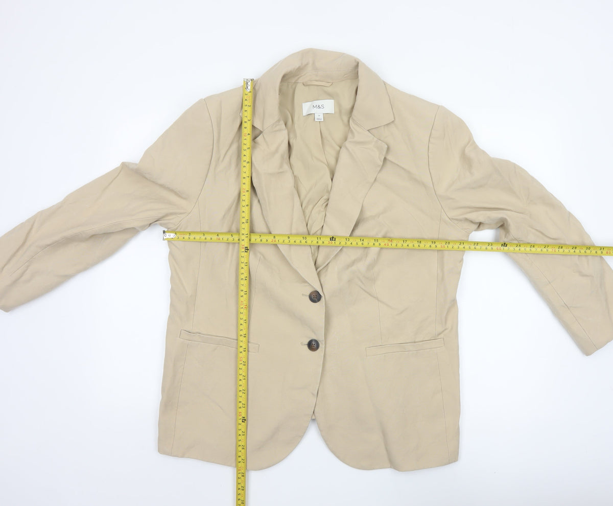 Marks & Spencer Women’s Beige UK 18 Long Notch Lapel 2 Button Blazer