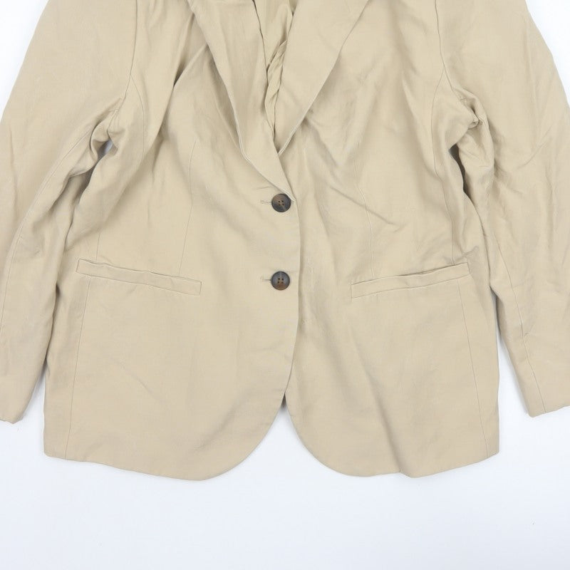 Marks & Spencer Women’s Beige UK 18 Long Notch Lapel 2 Button Blazer