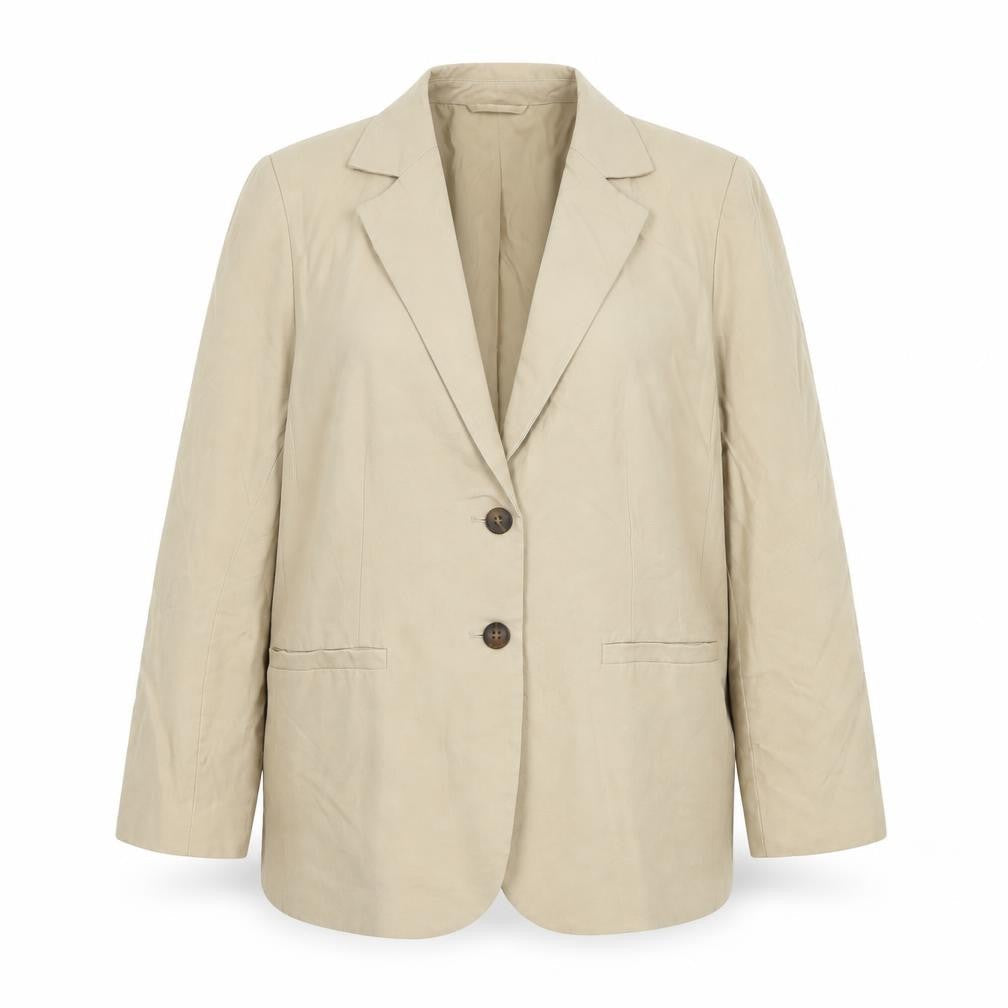Marks & Spencer Women’s Beige UK 18 Long Notch Lapel 2 Button Blazer