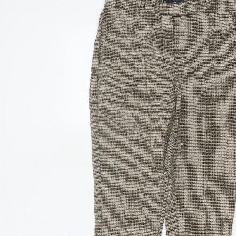 MNG Women’s Beige Check Tapered Dress Trousers UK 10 High Rise