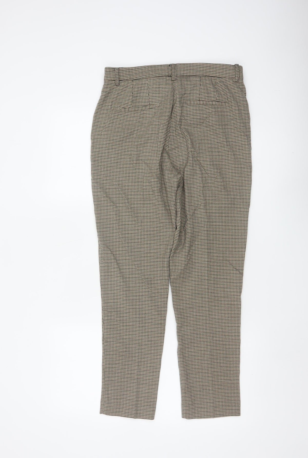MNG Women’s Beige Check Tapered Dress Trousers UK 10 High Rise