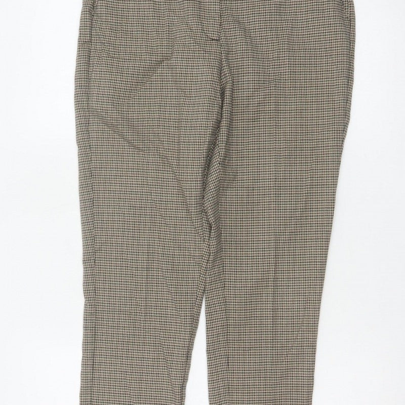 MNG Women’s Beige Check Tapered Dress Trousers UK 10 High Rise