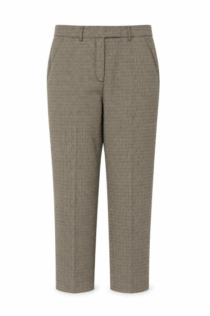 MNG Women’s Beige Check Tapered Dress Trousers UK 10 High Rise