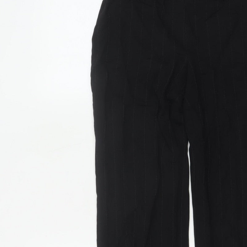 Principles Women Black Pinstripe UK 6 Wide-Leg Dress Trousers Wool Blend