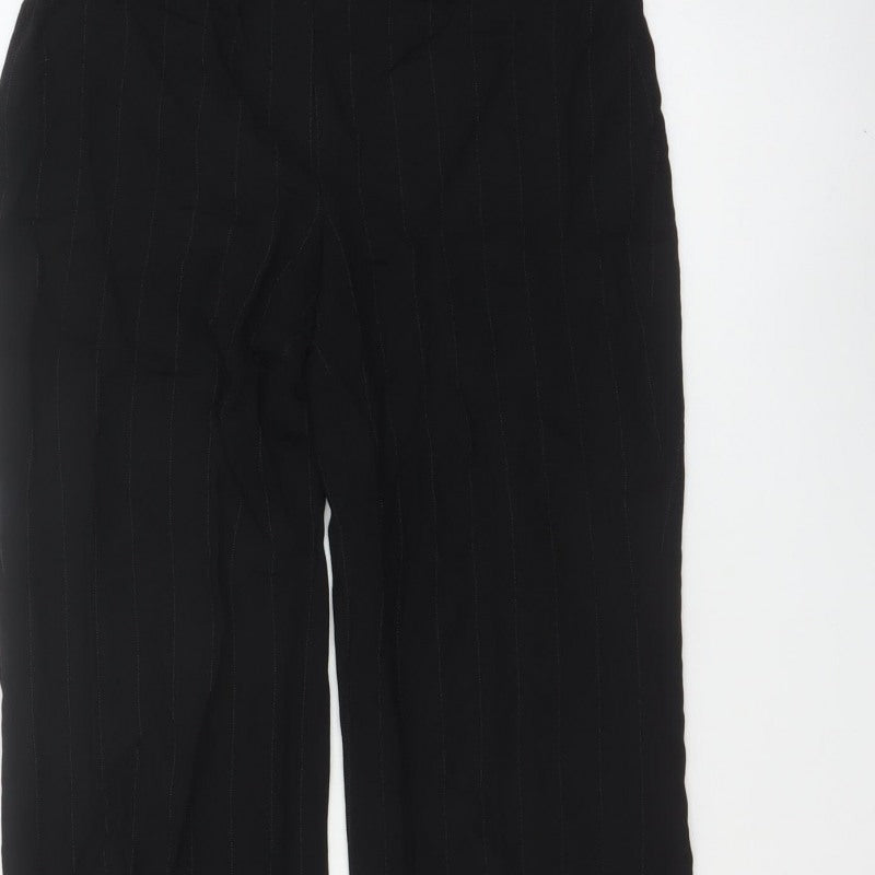Principles Women Black Pinstripe UK 6 Wide-Leg Dress Trousers Wool Blend