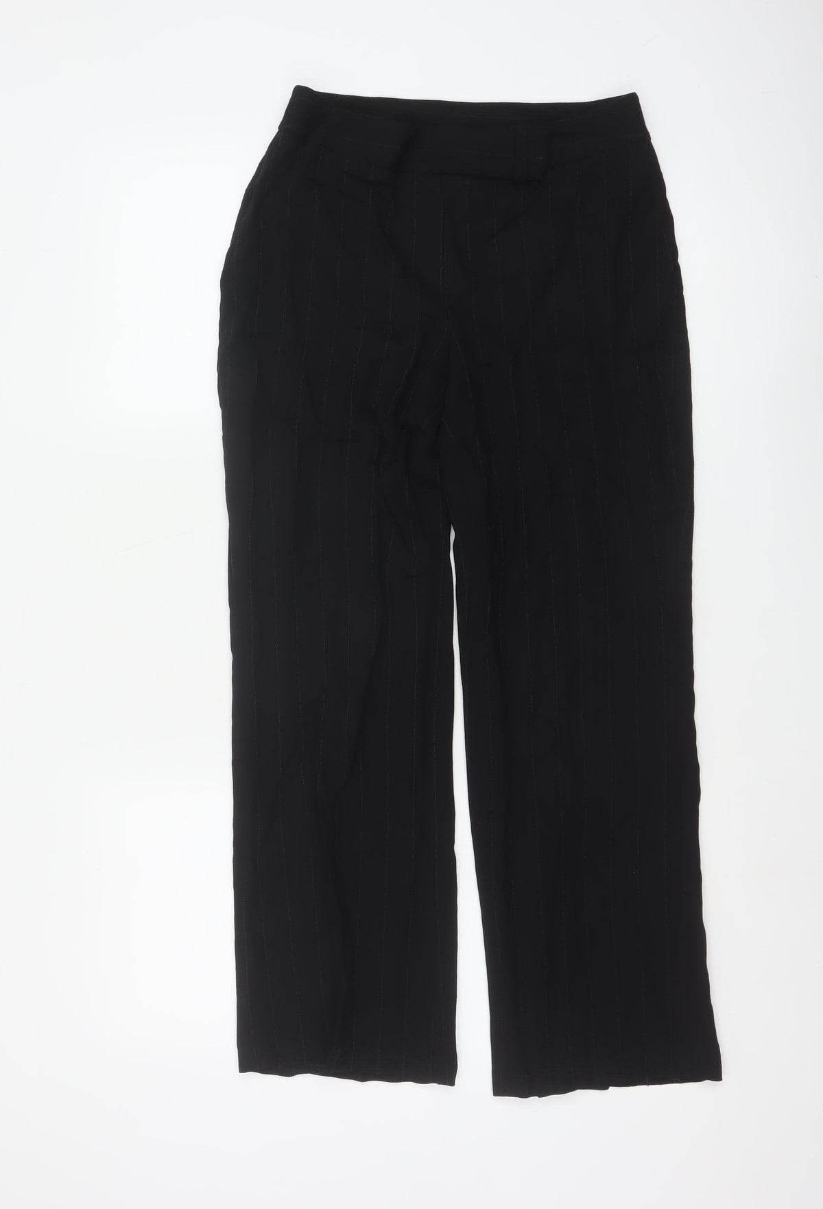 Principles Women Black Pinstripe UK 6 Wide-Leg Dress Trousers Wool Blend