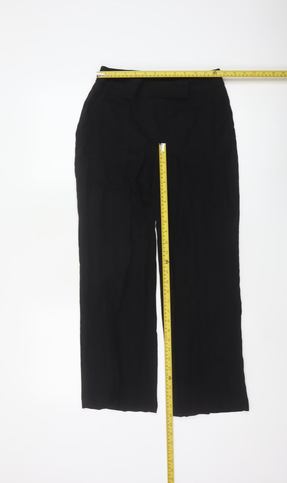 Principles Women Black Pinstripe UK 6 Wide-Leg Dress Trousers Wool Blend