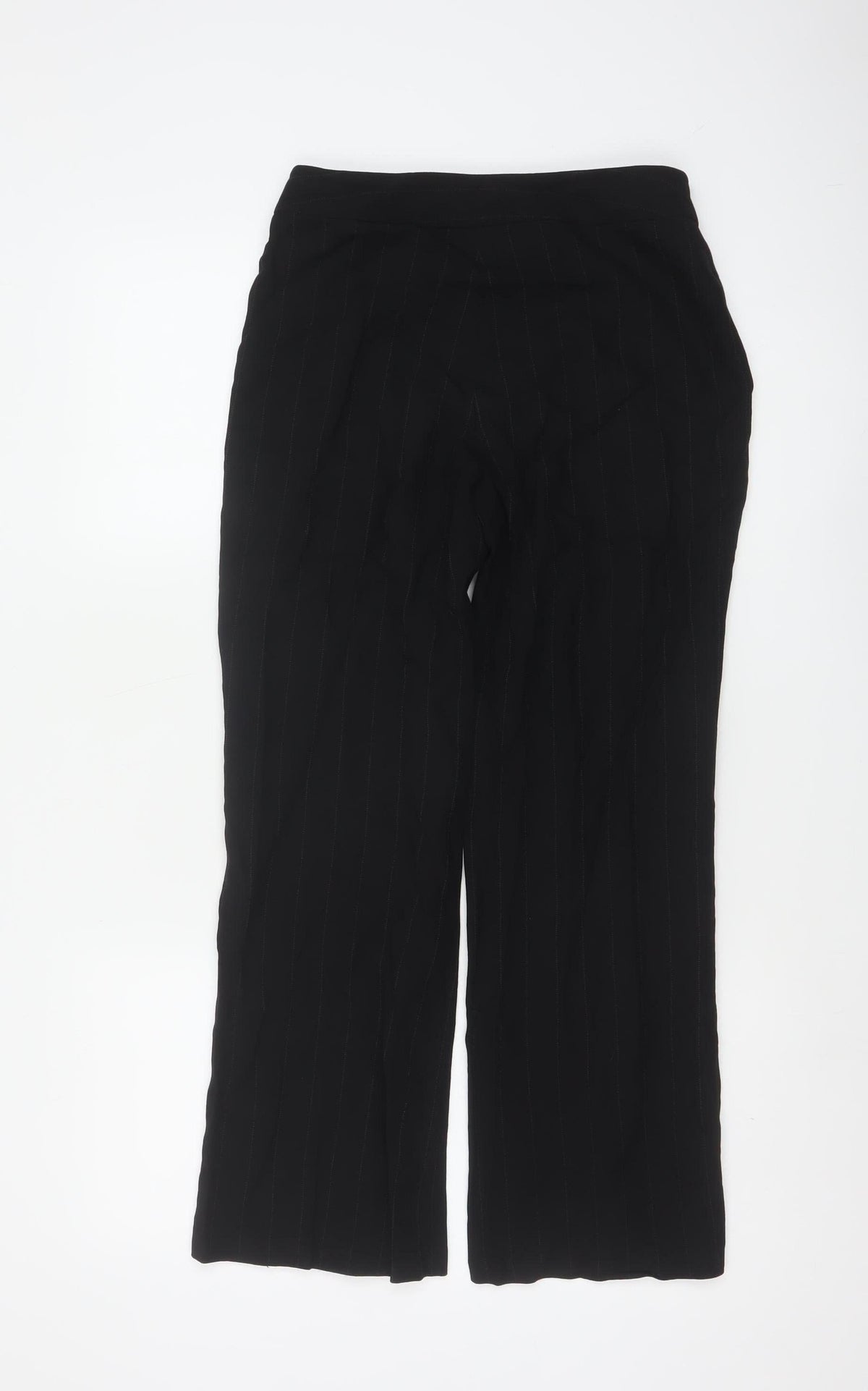 Principles Women Black Pinstripe UK 6 Wide-Leg Dress Trousers Wool Blend