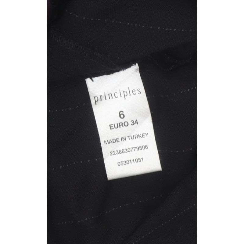 Principles Women Black Pinstripe UK 6 Wide-Leg Dress Trousers Wool Blend