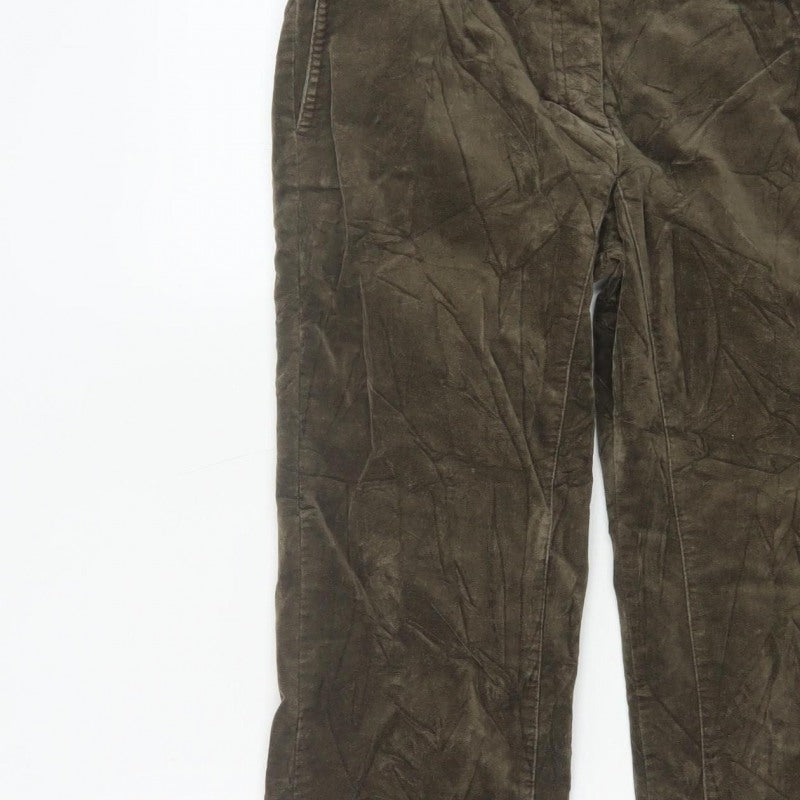Trucco Women’s Brown UK 12 Cropped Straight Cotton Trousers Button Cuffs