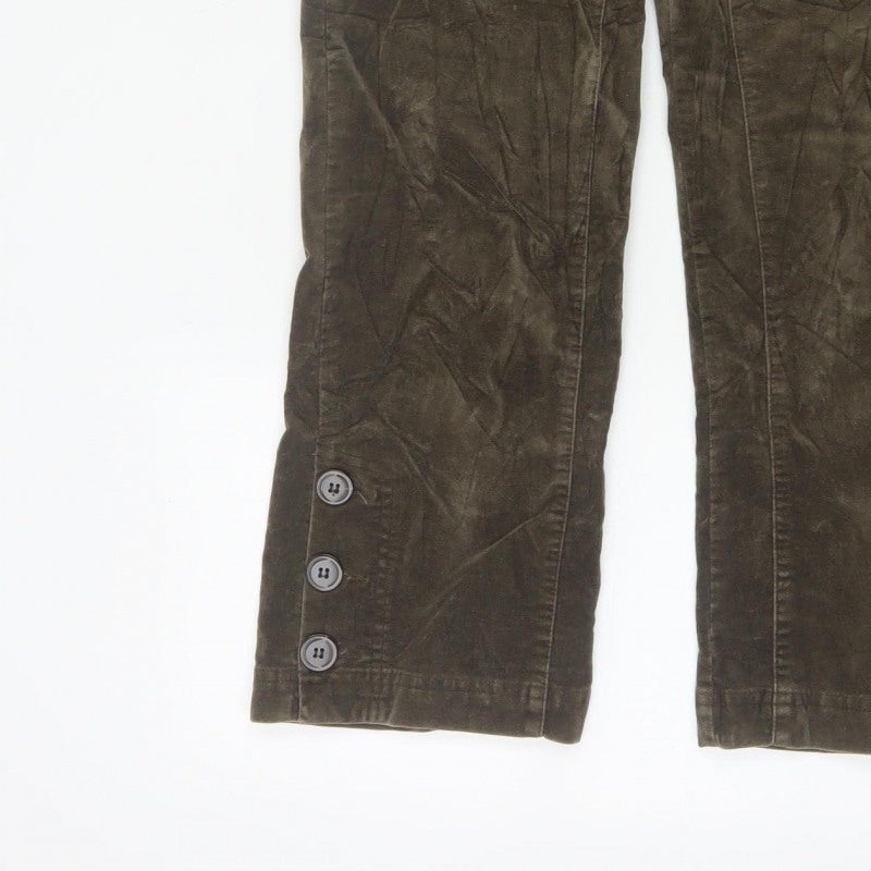 Trucco Women’s Brown UK 12 Cropped Straight Cotton Trousers Button Cuffs