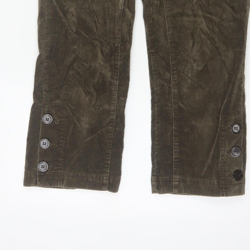 Trucco Women’s Brown UK 12 Cropped Straight Cotton Trousers Button Cuffs