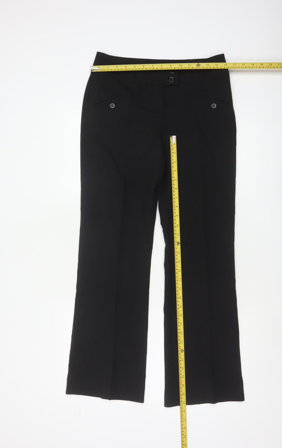 Rinascimento Women Black UK 8 Bootcut Smart Trousers Button Pockets