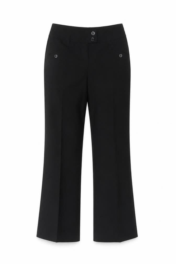 Rinascimento Women Black UK 8 Bootcut Smart Trousers Button Pockets