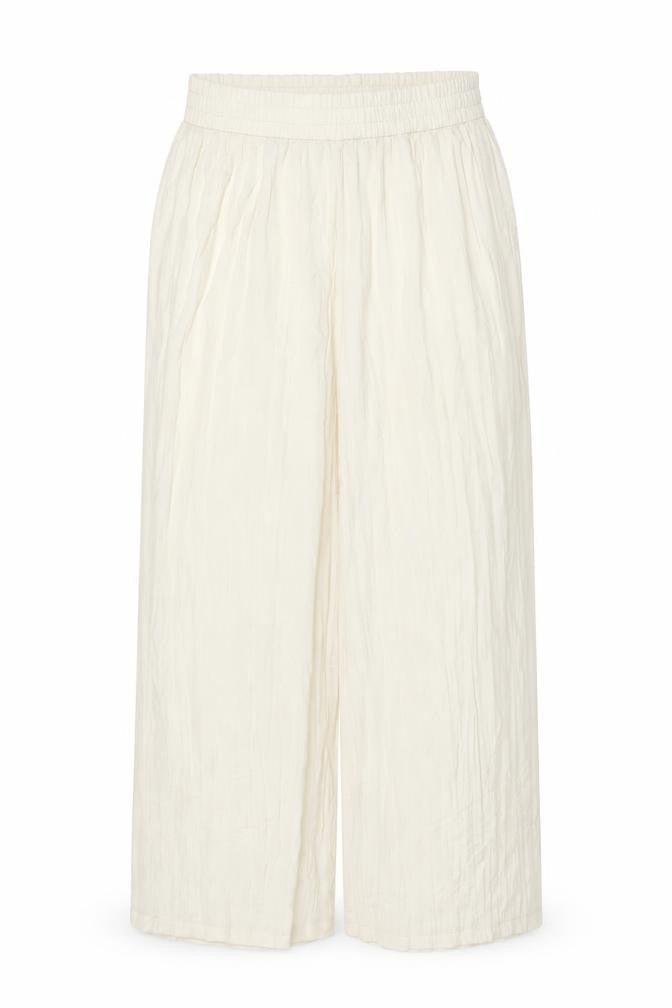 Zara Women Ivory L Wide-Leg Elastic Waist Lightweight Trousers