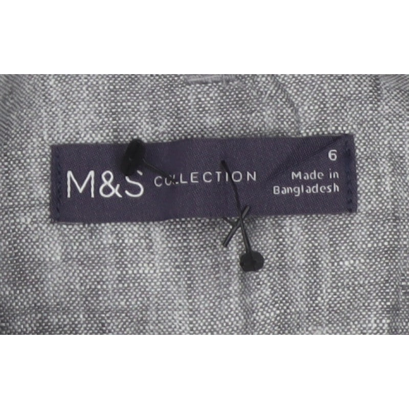 Marks & Spencer Women Grey UK 6 Linen Paperbag Tapered Trousers