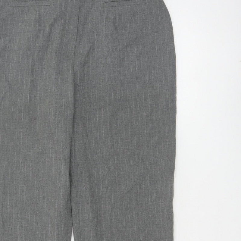 Principles Women's Grey Pinstripe Petite UK 12 Tapered Dress Trousers