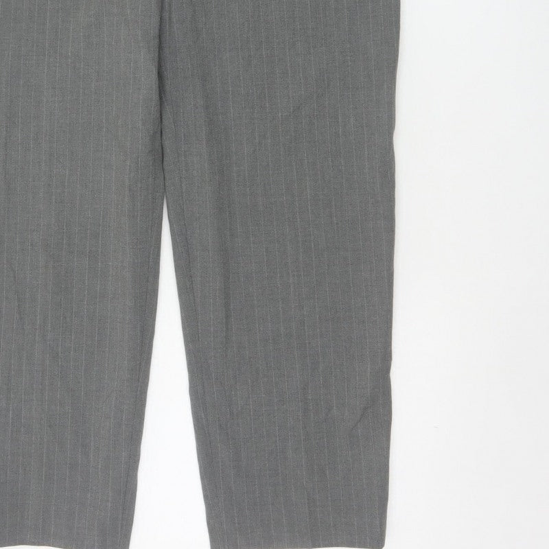 Principles Women's Grey Pinstripe Petite UK 12 Tapered Dress Trousers
