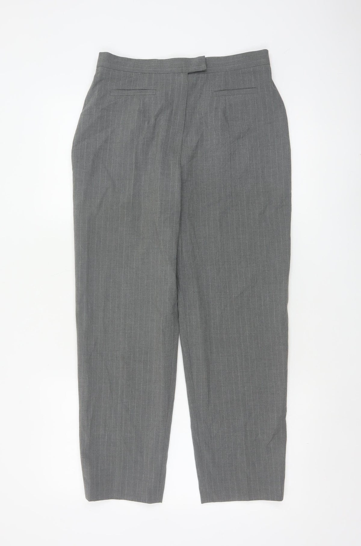 Principles Women's Grey Pinstripe Petite UK 12 Tapered Dress Trousers