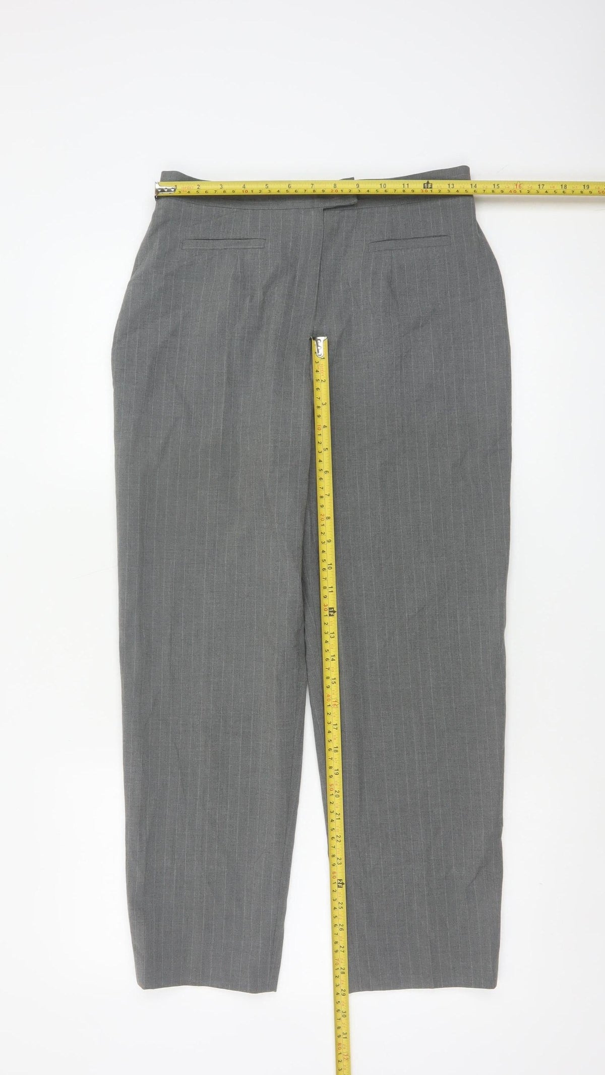 Principles Women's Grey Pinstripe Petite UK 12 Tapered Dress Trousers