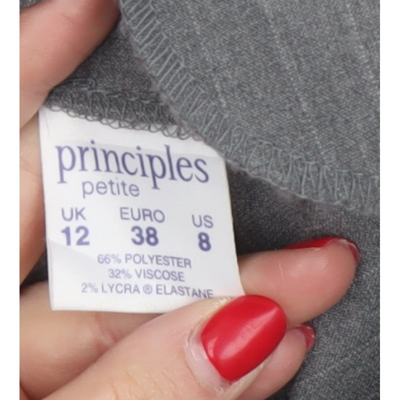 Principles Women's Grey Pinstripe Petite UK 12 Tapered Dress Trousers
