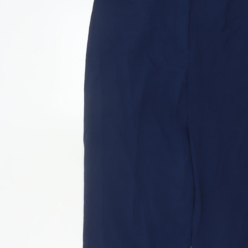 Damart Women Navy UK 16 Wide Leg Stretch Smart Trousers