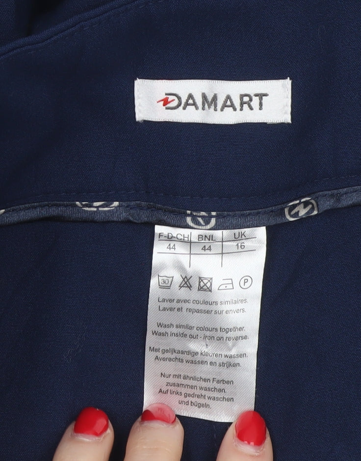 Damart Women Navy UK 16 Wide Leg Stretch Smart Trousers