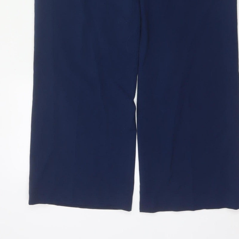 Damart Women Navy UK 16 Wide Leg Stretch Smart Trousers