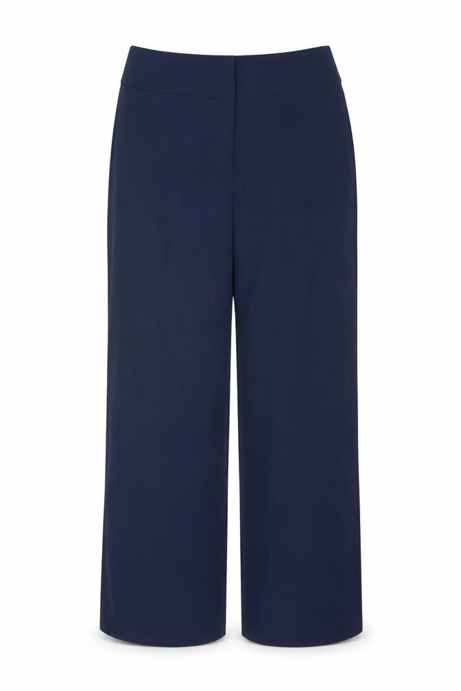 Damart Women Navy UK 16 Wide Leg Stretch Smart Trousers