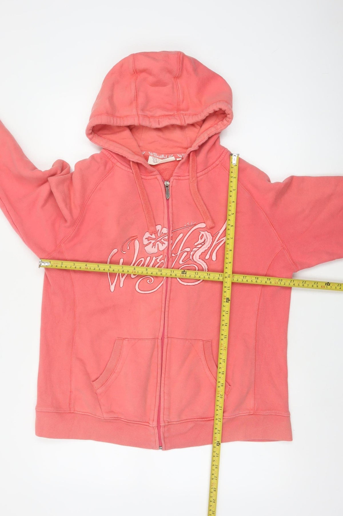 Weird Fish Women’s Pink XL Full Zip Cotton Hoodie Floral Logo Pockets