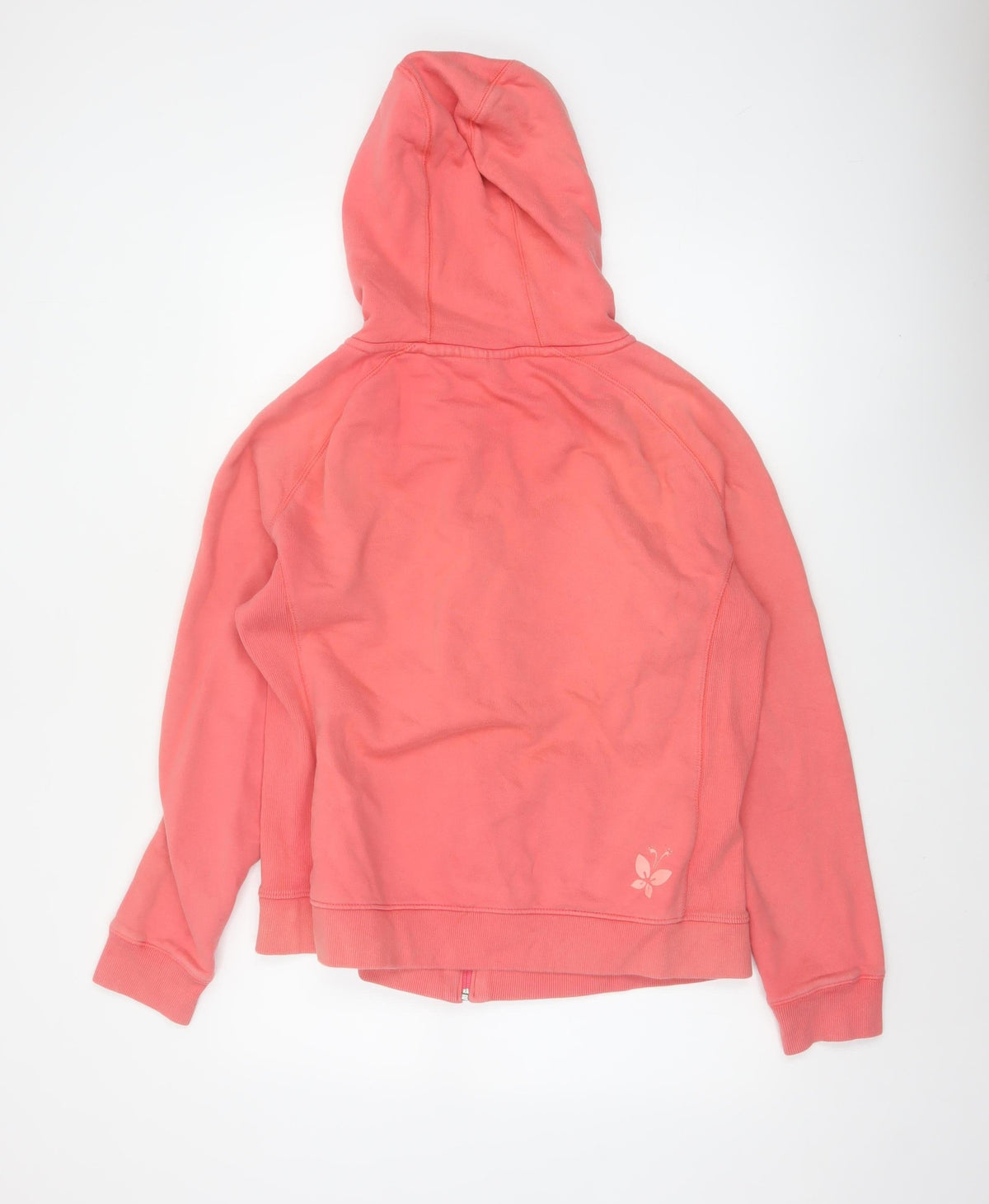 Weird Fish Women’s Pink XL Full Zip Cotton Hoodie Floral Logo Pockets