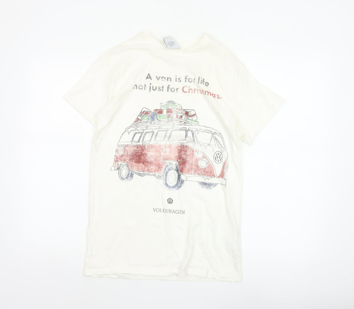 Volkswagen Women’s Ivory XS Christmas Camper Van Crew Neck T-Shirt