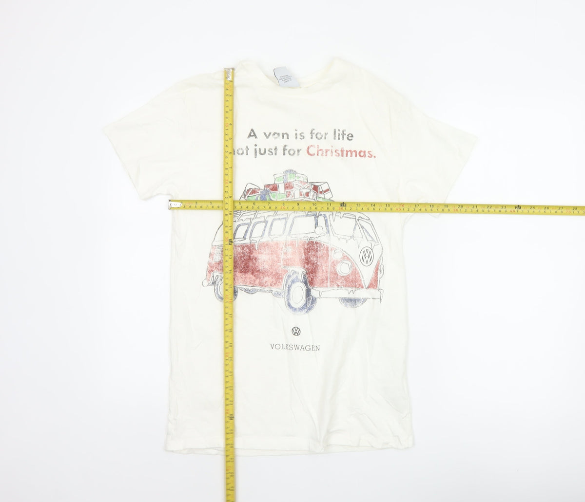 Volkswagen Women’s Ivory XS Christmas Camper Van Crew Neck T-Shirt