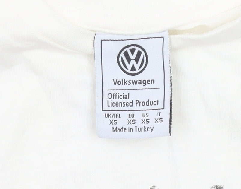 Volkswagen Women’s Ivory XS Christmas Camper Van Crew Neck T-Shirt