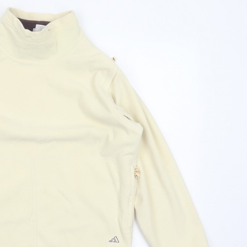 Adidas Women Ivory UK 12 Pullover Fleece High Neck Sweatshirt Pockets
