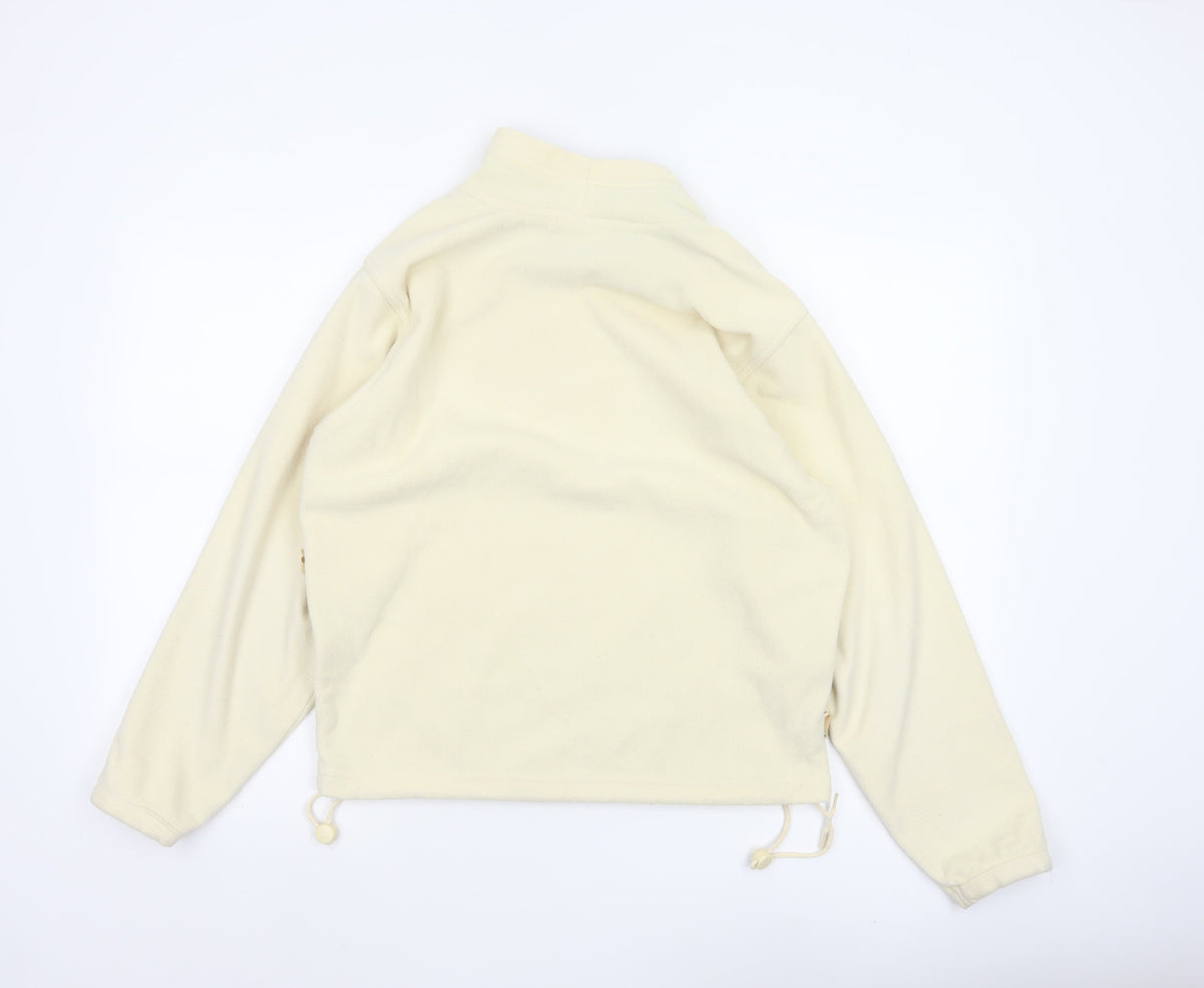 Adidas Women Ivory UK 12 Pullover Fleece High Neck Sweatshirt Pockets