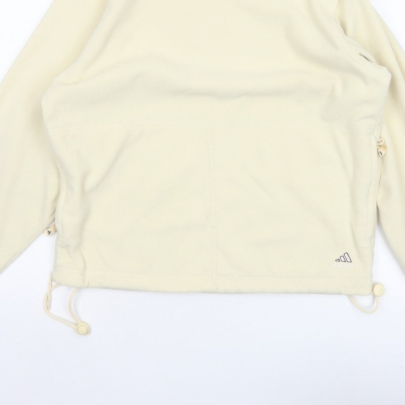 Adidas Women Ivory UK 12 Pullover Fleece High Neck Sweatshirt Pockets