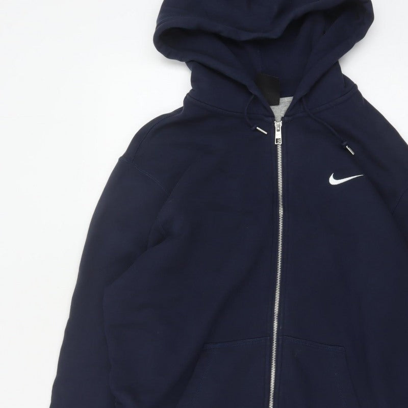 Nike Men's Blue XL Full Zip Cotton Hoodie Swoosh Logo