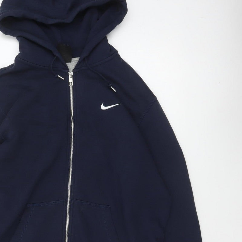 Nike Men's Blue XL Full Zip Cotton Hoodie Swoosh Logo
